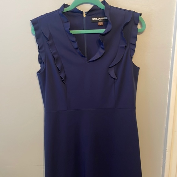 Karl Lagerfeld Dresses & Skirts - Karl Lagerfeld Navy Blue - Size 8 Sleeveless Flutter Hem
